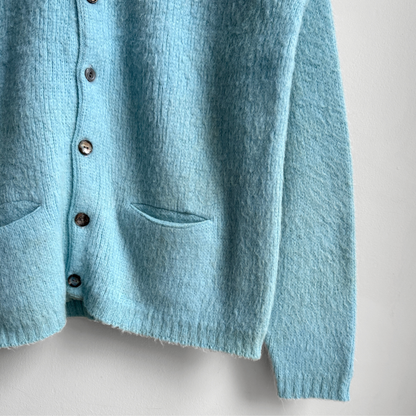 1960s Light Blue Mohair Knit Cardigan