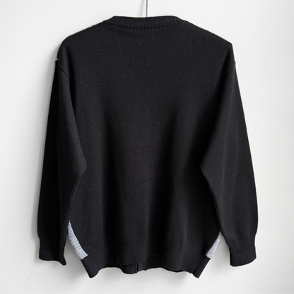 1980s Black & Red Acrylic Knit Cardigan