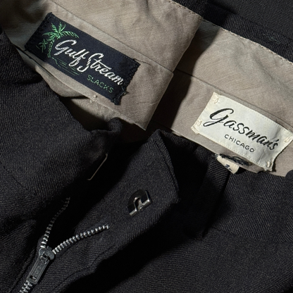 1950s Dark Grey Gulf Stream Wool Dress Pants (32)