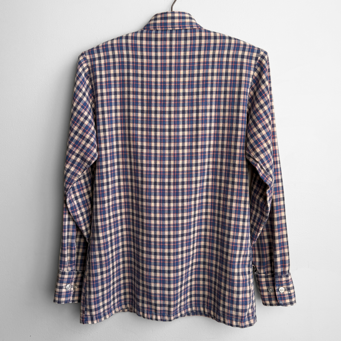 1970s Panatela Blue & Cream Plaid Shirt