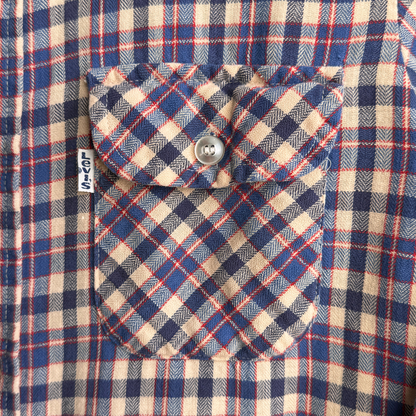 1970s Panatela Blue & Cream Plaid Shirt