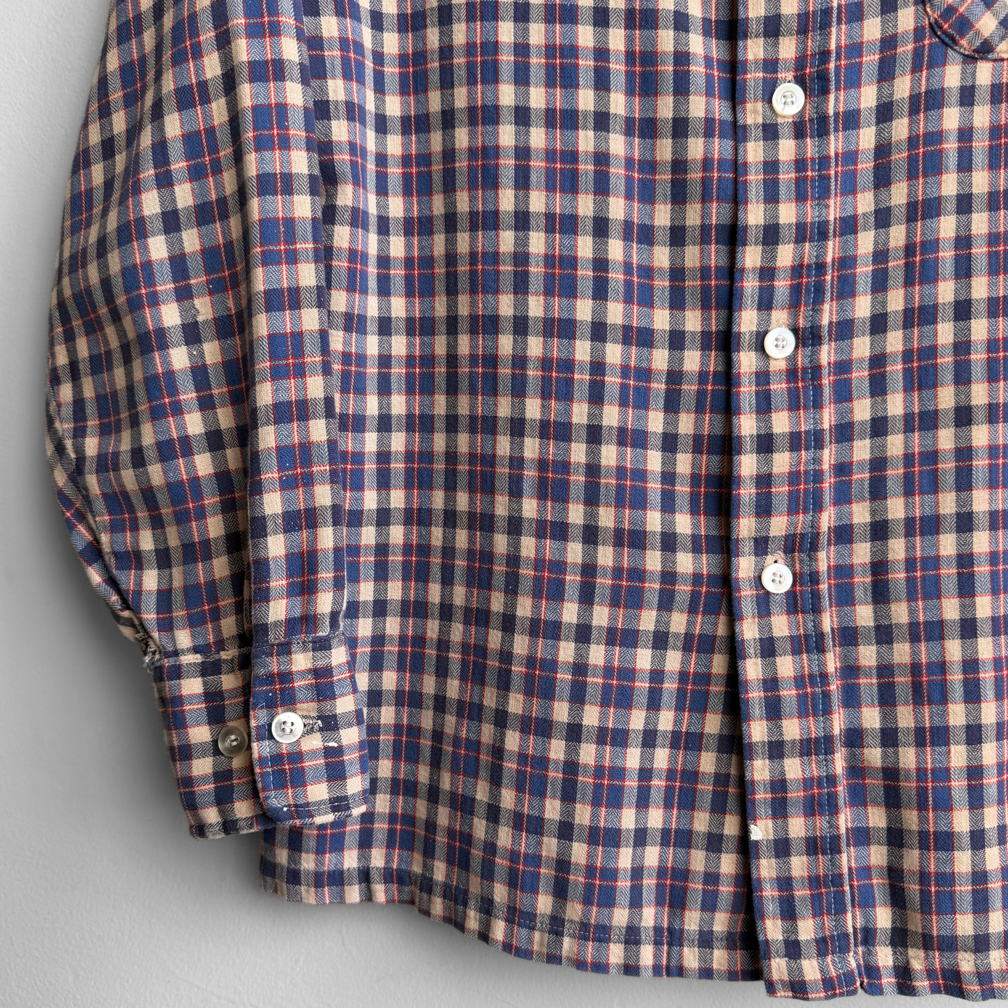 1970s Panatela Blue & Cream Plaid Shirt