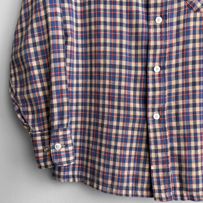 1970s Panatela Blue & Cream Plaid Shirt