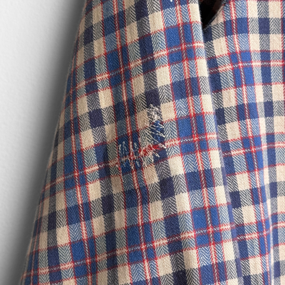 1970s Panatela Blue & Cream Plaid Shirt