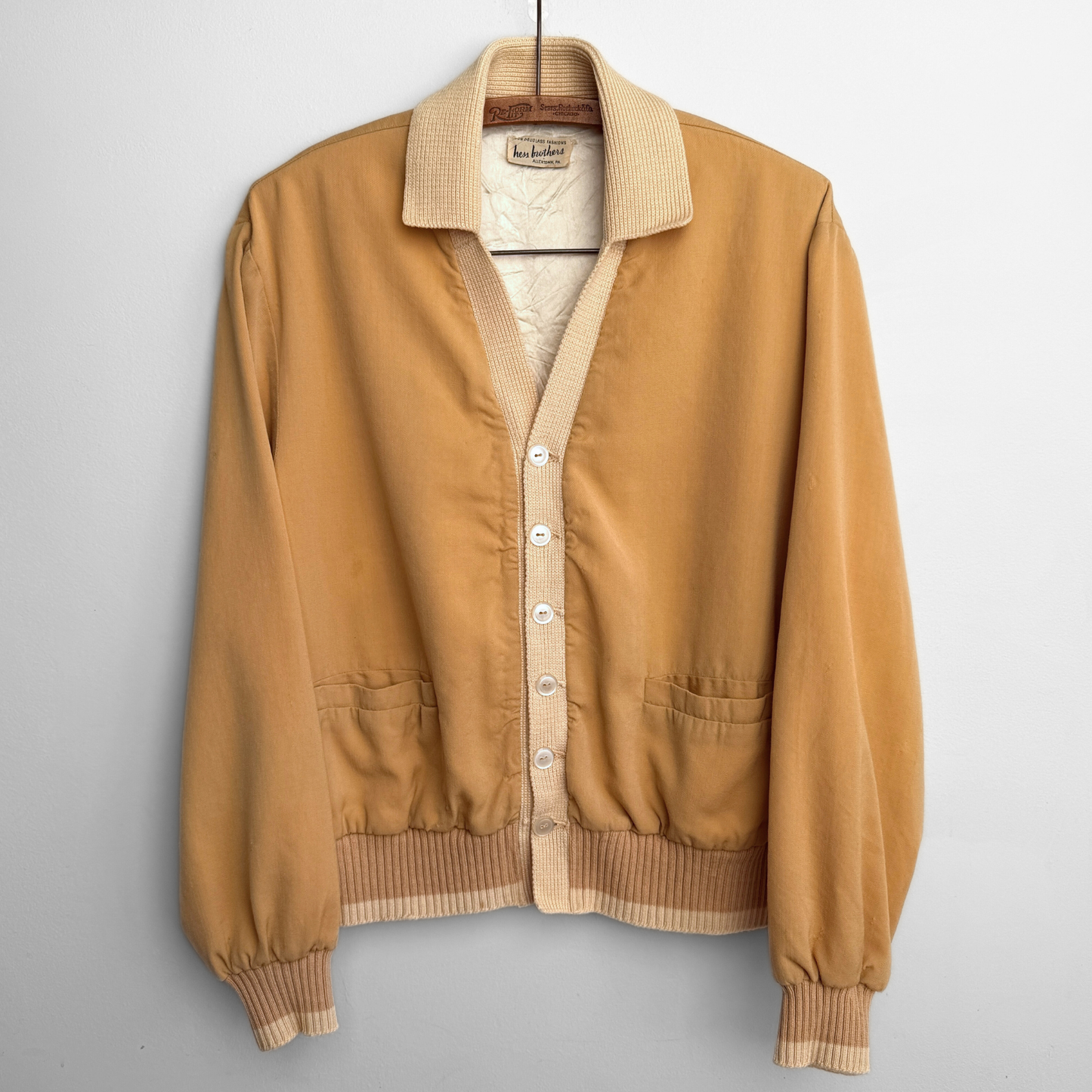 1950s Mustard Yellow Gabardine Cardigan Jac