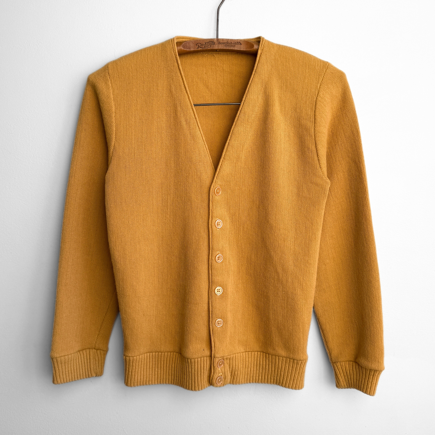 1970s Yellow Acrylic Knit Cardigan