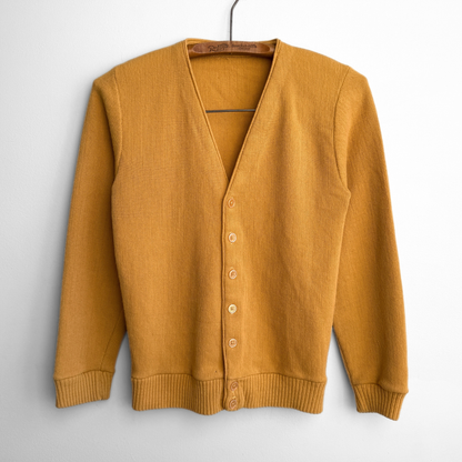 1970s Yellow Acrylic Knit Cardigan