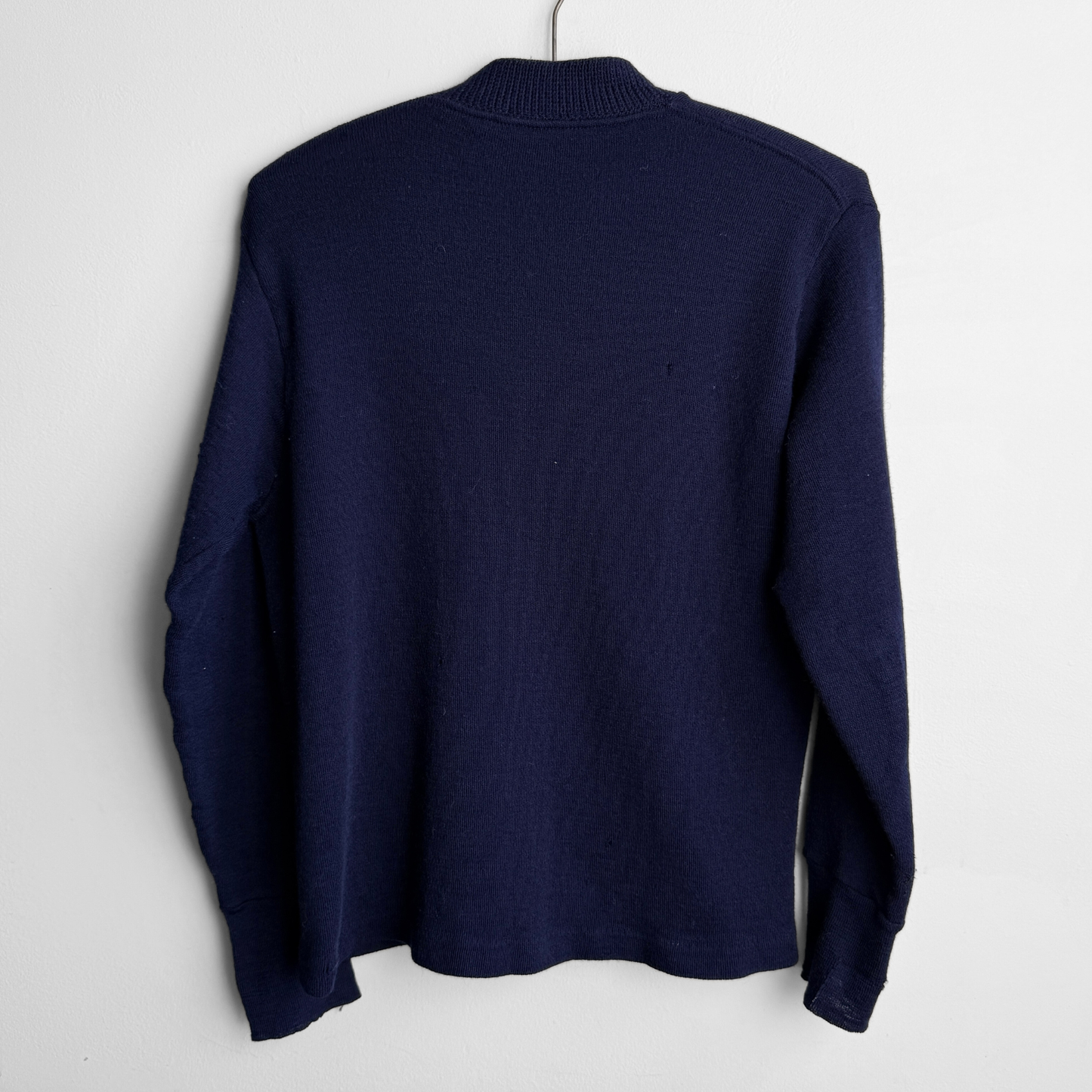 1950s Navy Blue Wool Knit Cardigan