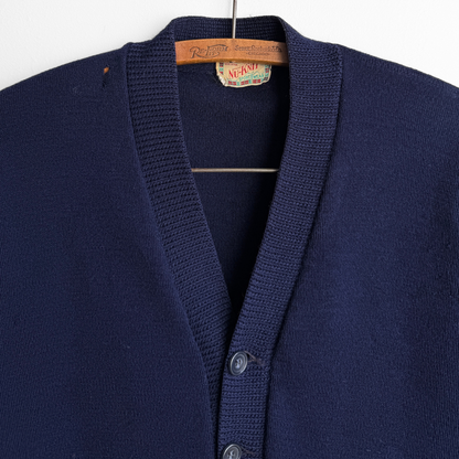 1950s Navy Blue Wool Knit Cardigan