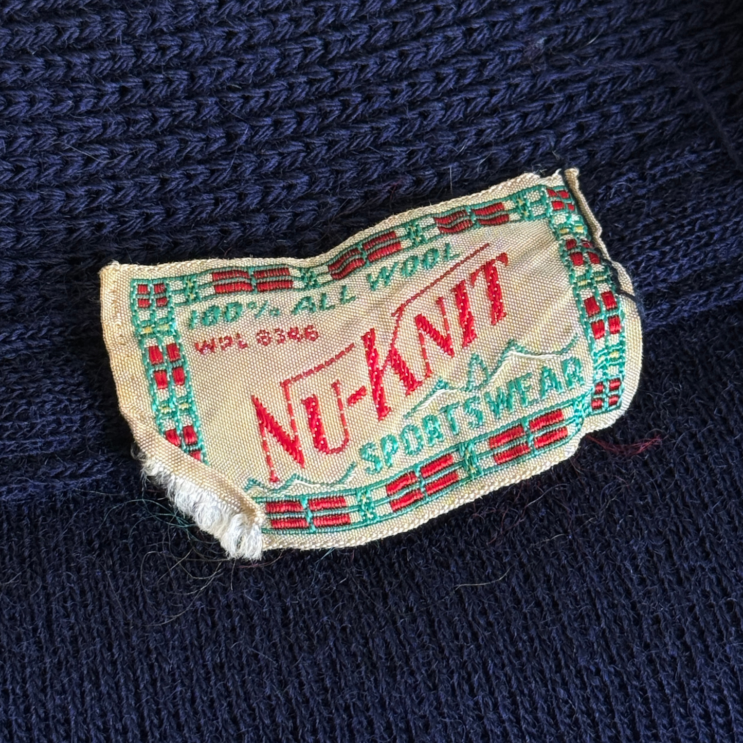 1950s Navy Blue Wool Knit Cardigan