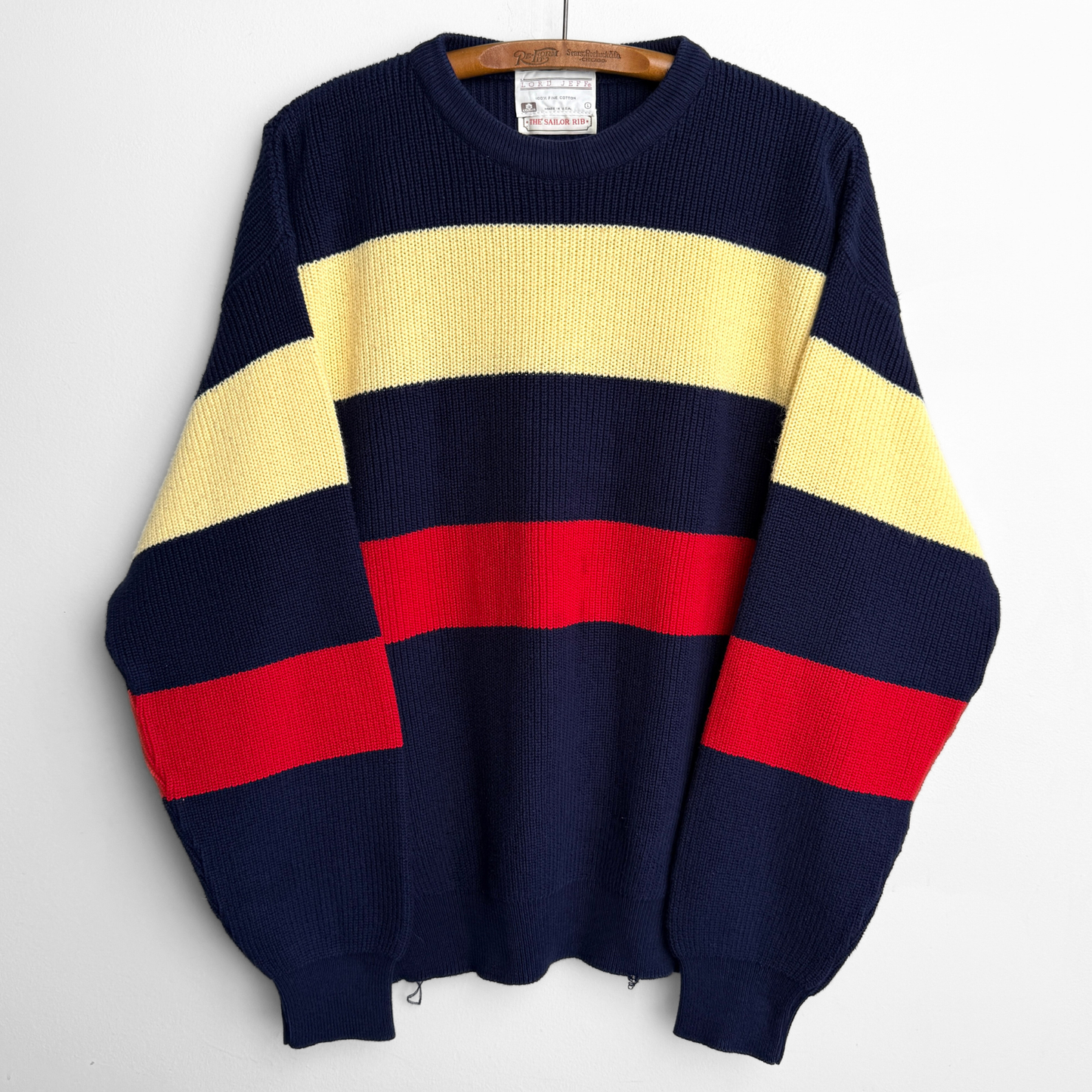 1970s Sailor Rib Fine Cotton Knit Sweater