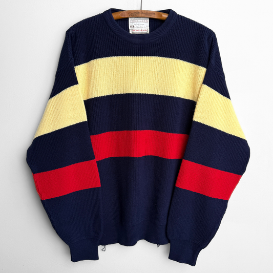 1970s Sailor Rib Fine Cotton Knit Sweater
