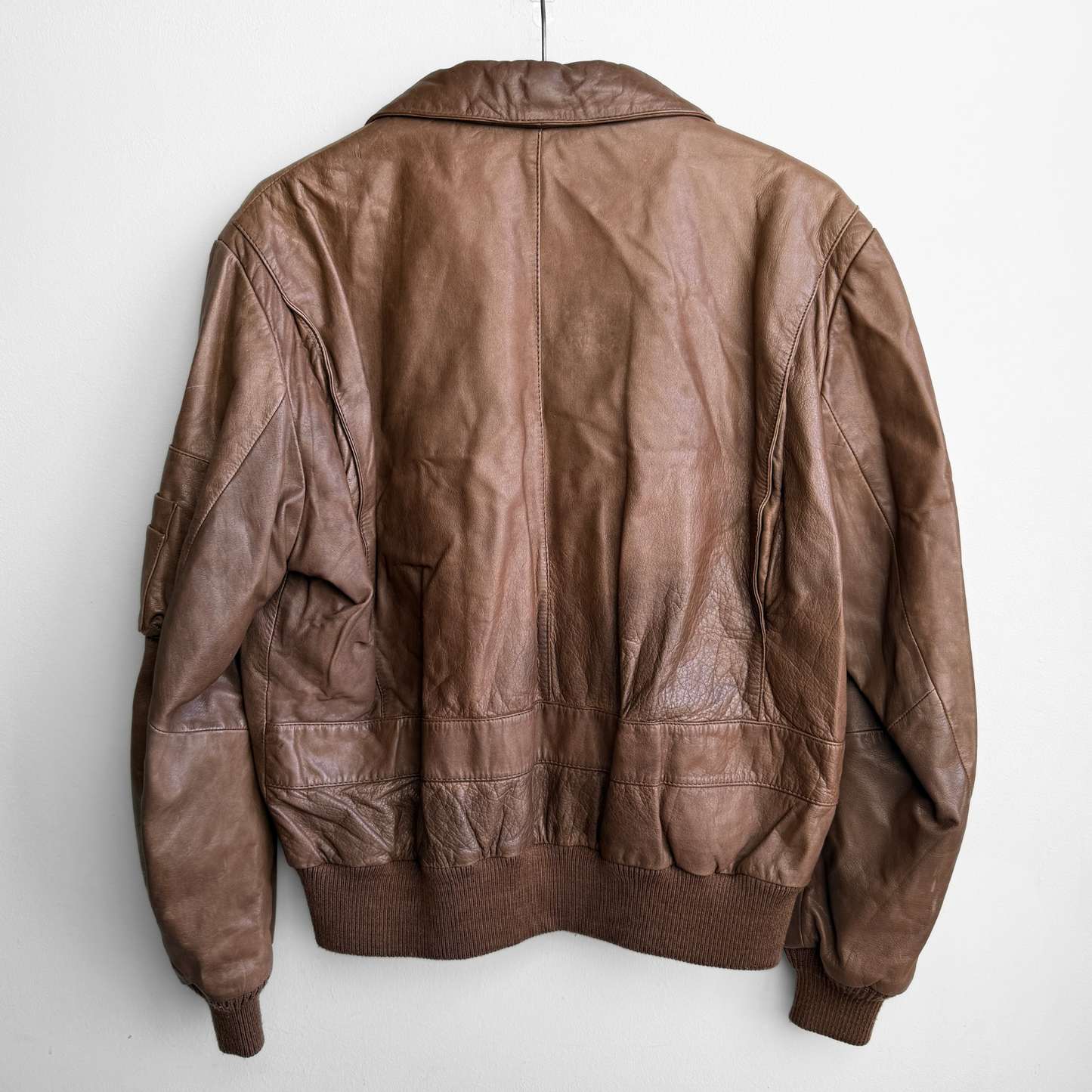 1970s Brown Leather Bomber Jacket