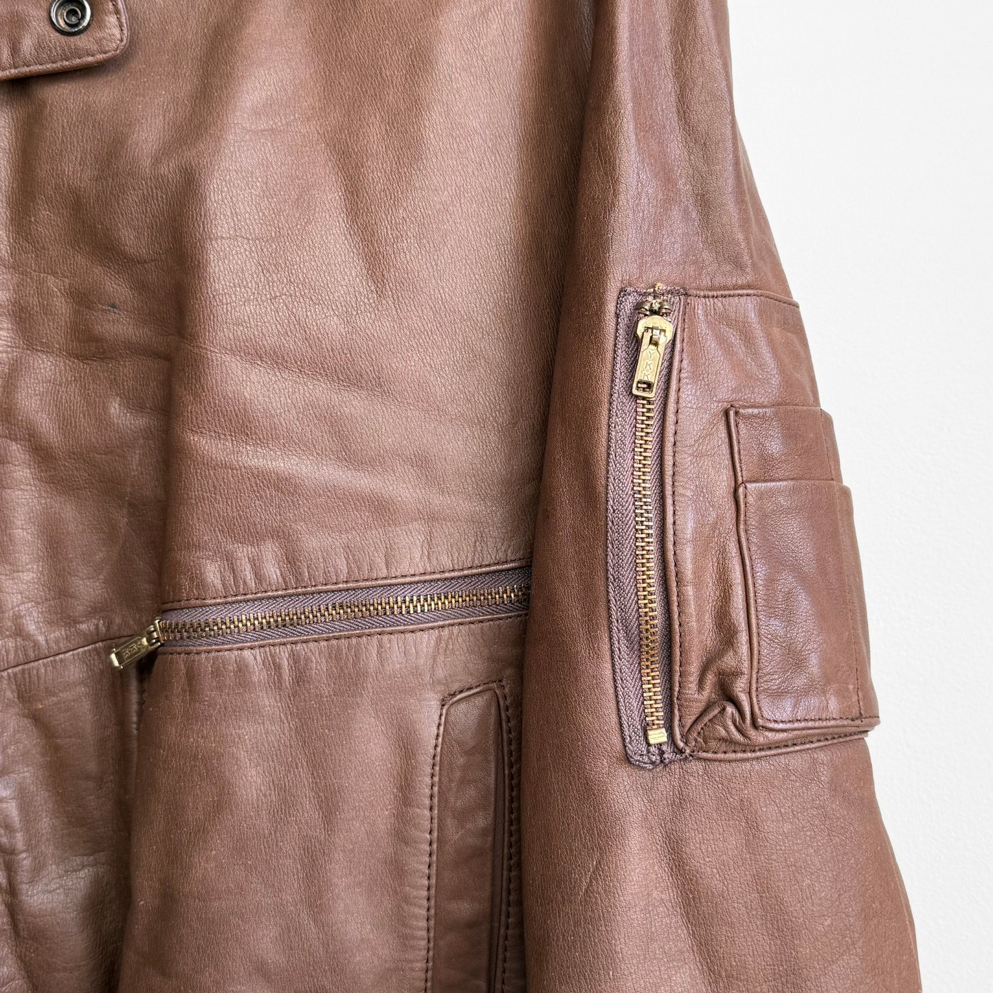 1970s Brown Leather Bomber Jacket