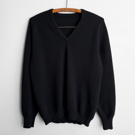 1970s Black V-Neck Sweater