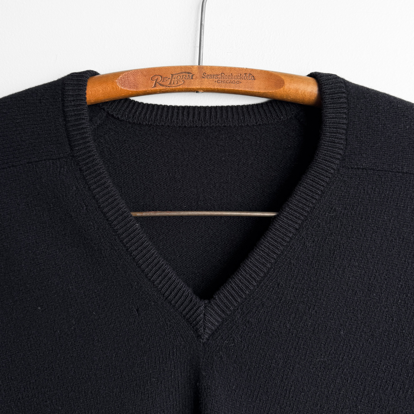 1970s Black V-Neck Sweater