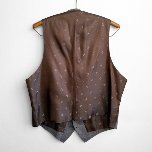 1980s Grey Herringbone Vest Waistcoat