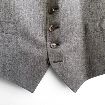 1980s Grey Herringbone Vest Waistcoat