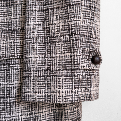 1950s Brown Tweed Check Quilted Coat