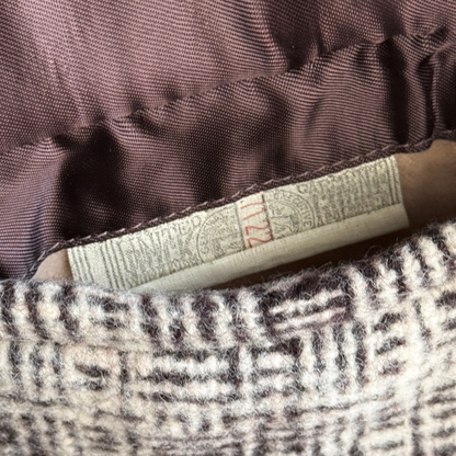 1950s Brown Tweed Check Quilted Coat