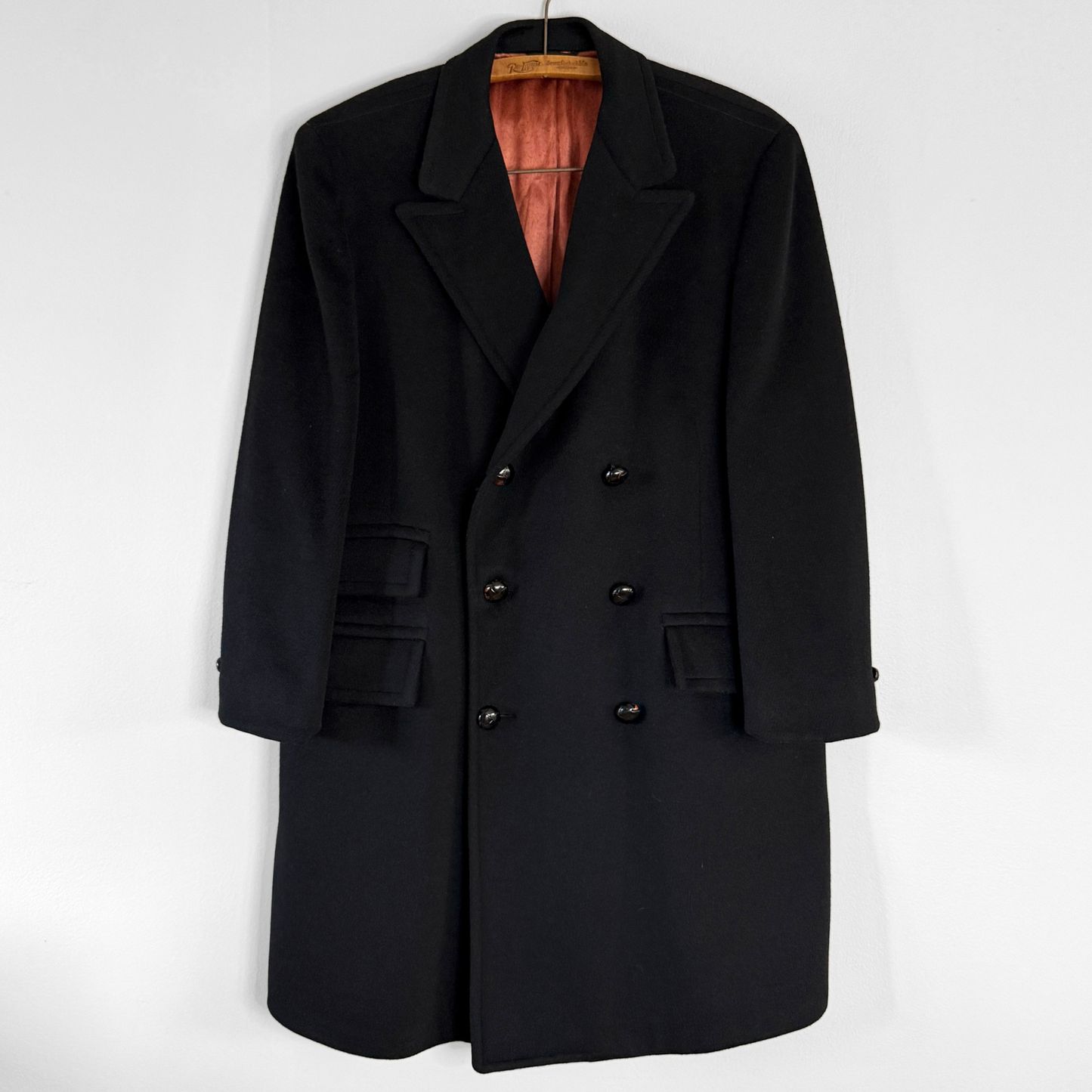 1950s Black Double Breasted Wool Coat