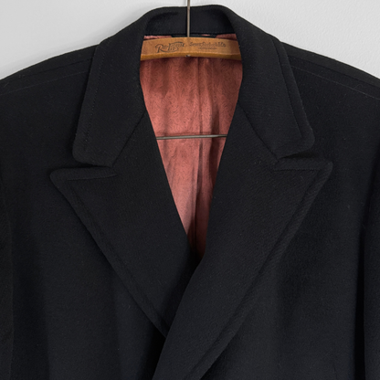 1950s Black Double Breasted Wool Coat