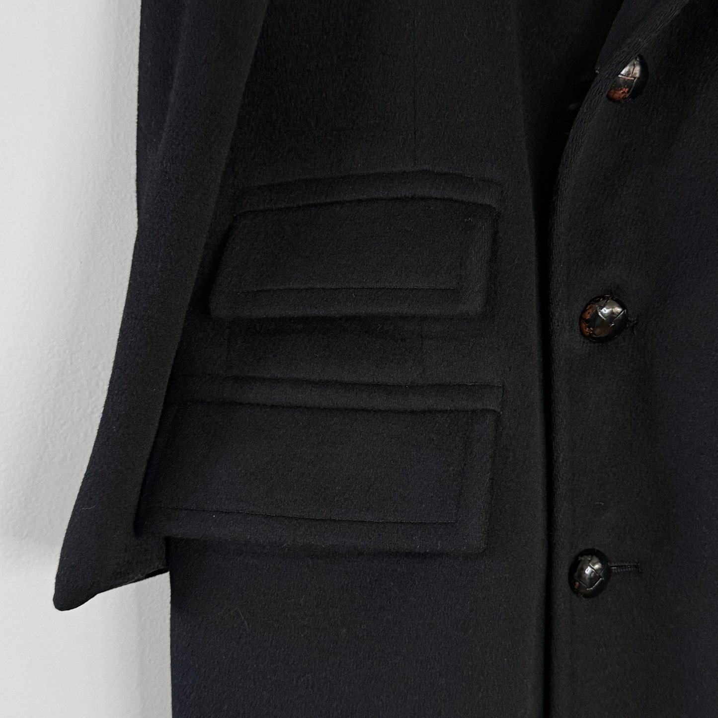 1950s Black Double Breasted Wool Coat