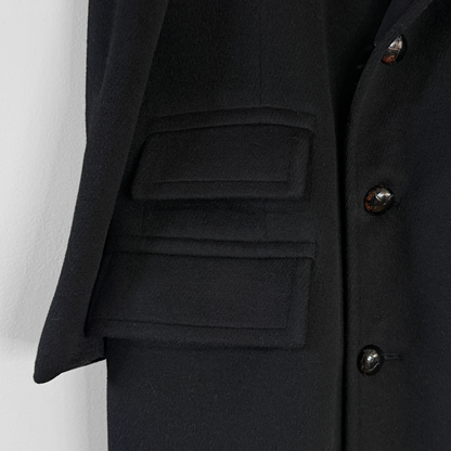 1950s Black Double Breasted Wool Coat