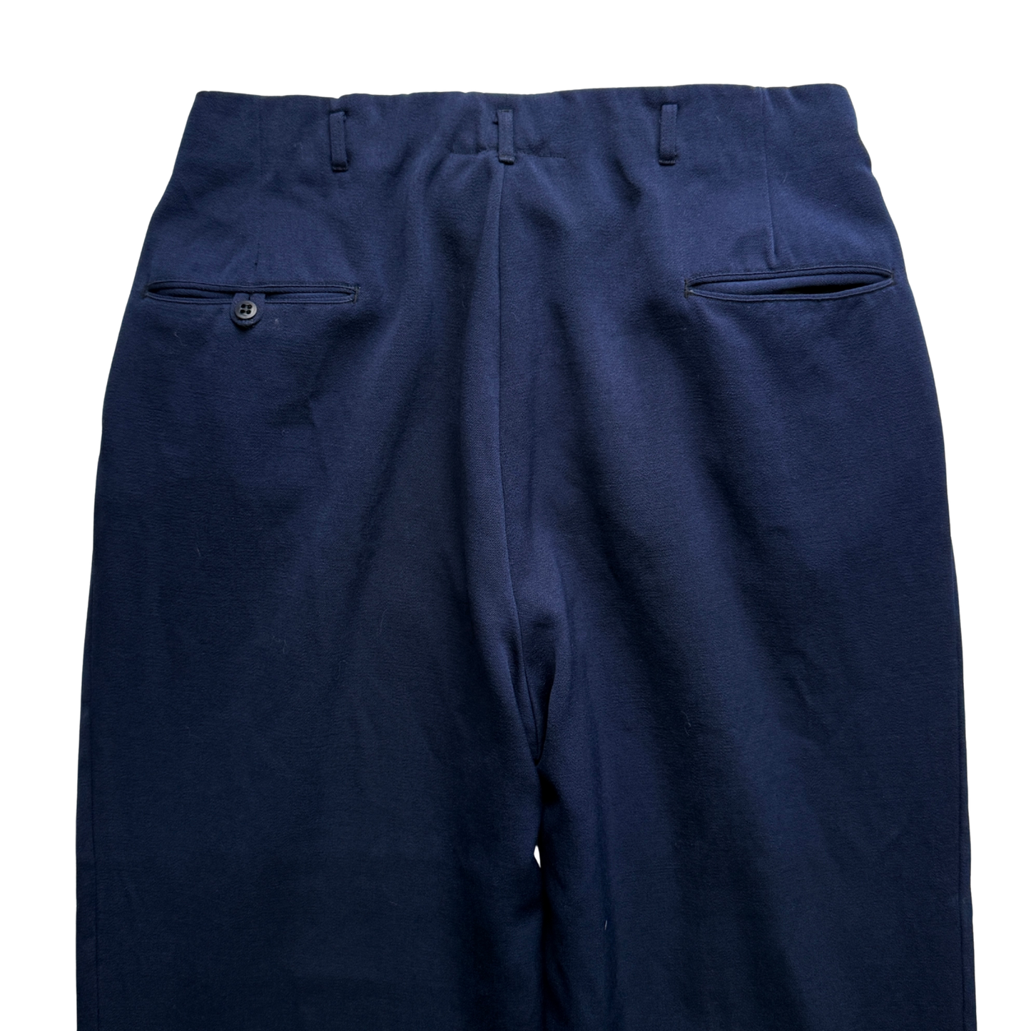 1950s Navy Blue Drop Loop Wool Pants (32)