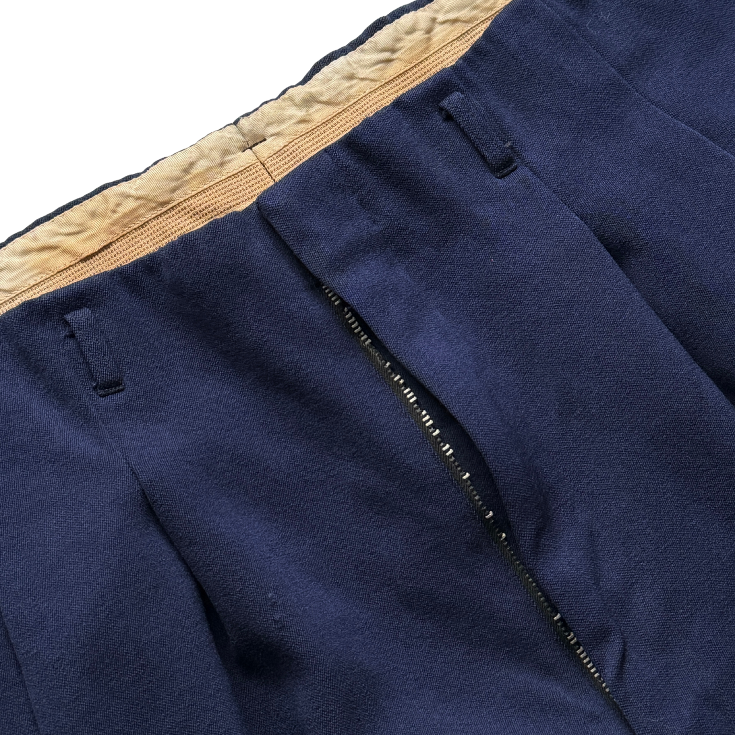 1950s Navy Blue Drop Loop Wool Pants (32)