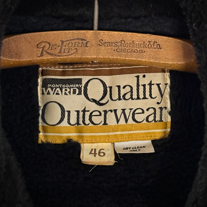 1970s Black & White Herringbone Shearling Coat