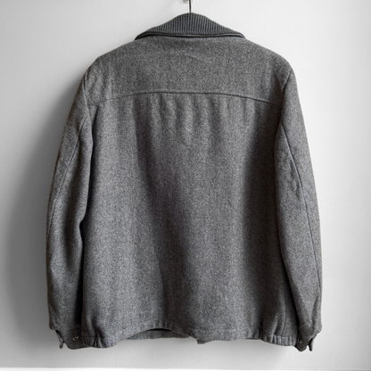 1970s Dark Grey Plaid Lined Wool Jacket