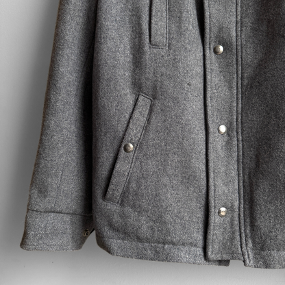 1970s Dark Grey Plaid Lined Wool Jacket