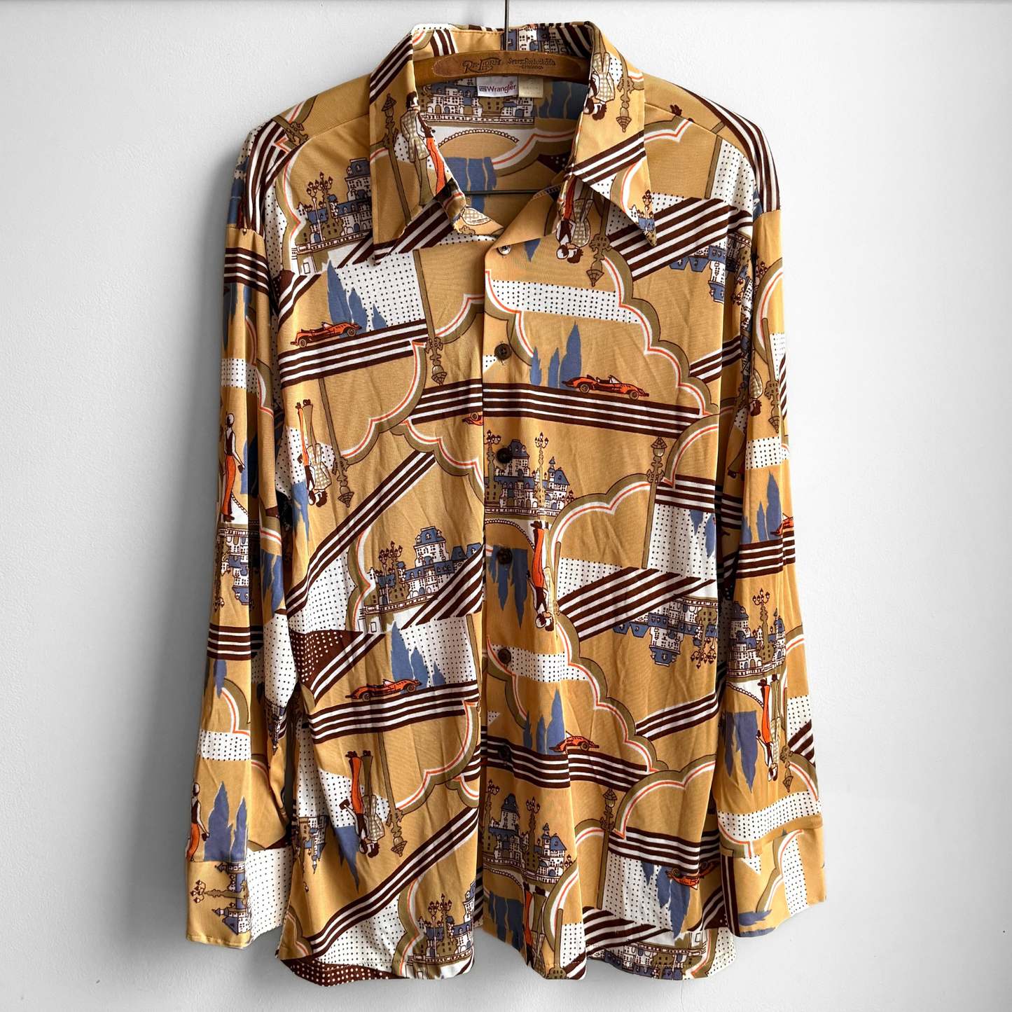 1970s City Scenery Print Shirt