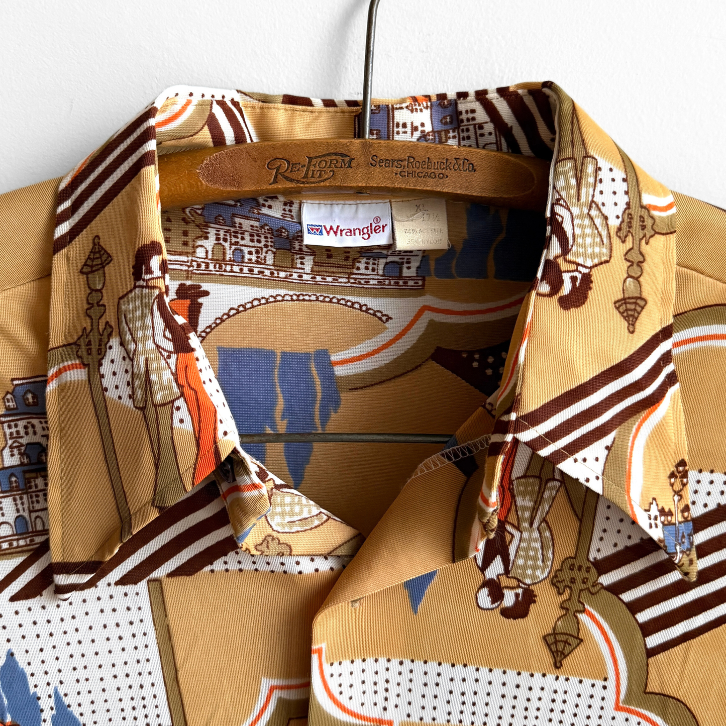 1970s City Scenery Print Shirt