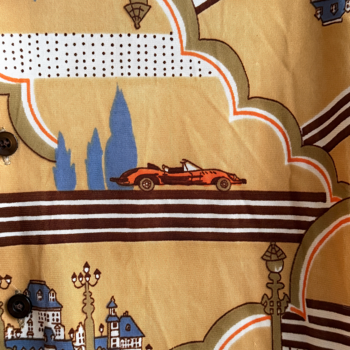 1970s City Scenery Print Shirt