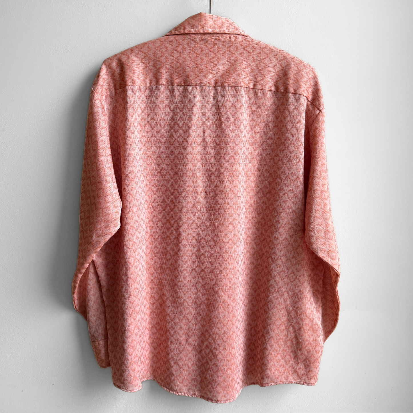 1970s Light Orange Loop Collar Dress Shirt