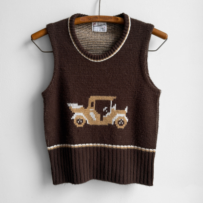 1970s Town Car Brown Sweater Vest