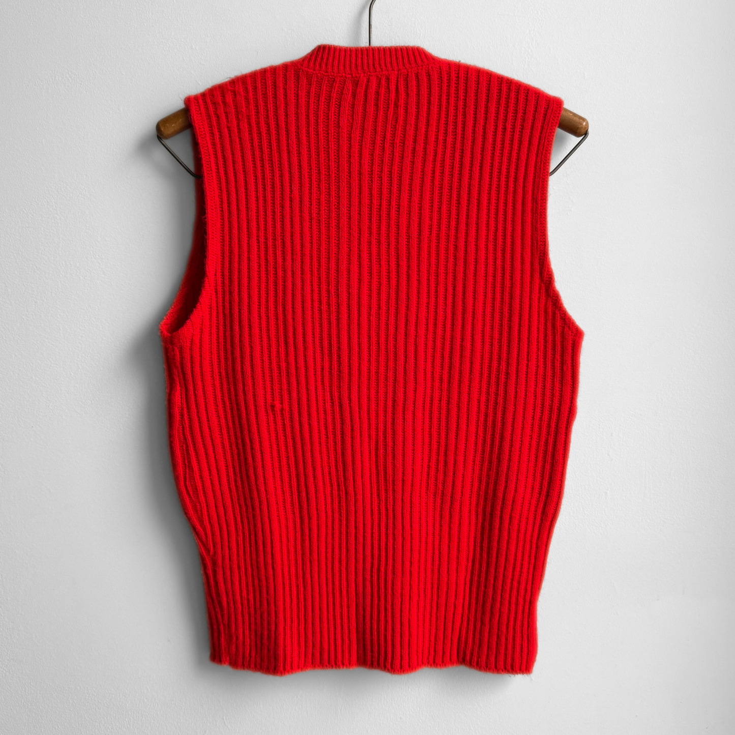 1970s Red Ribbed V-Neck Sweater Vest