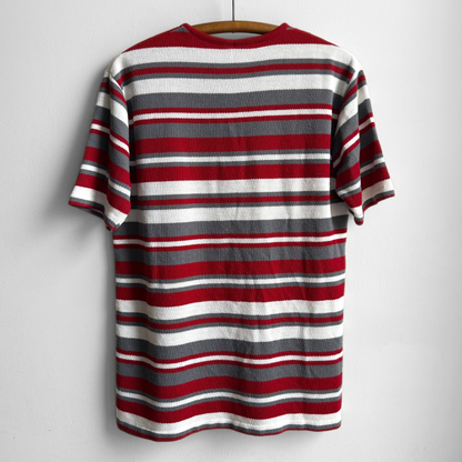 1960s Red & Grey Striped Fleeced Tee