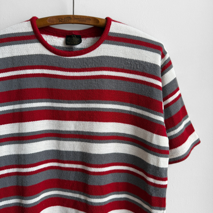 1960s Red & Grey Striped Fleeced Tee