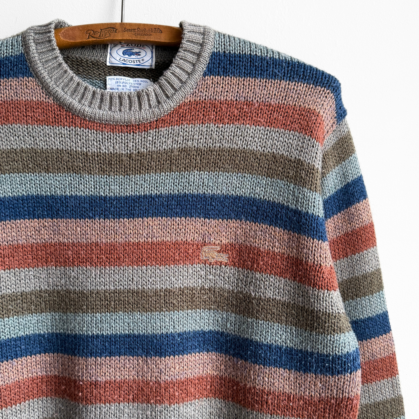 1970s Multi Color Striped Knit Sweater