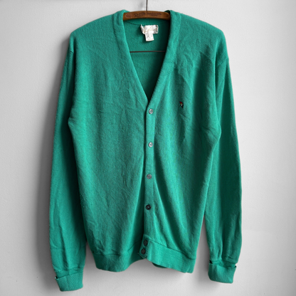 1980s Teal Green Acrylic Knit Cardigan