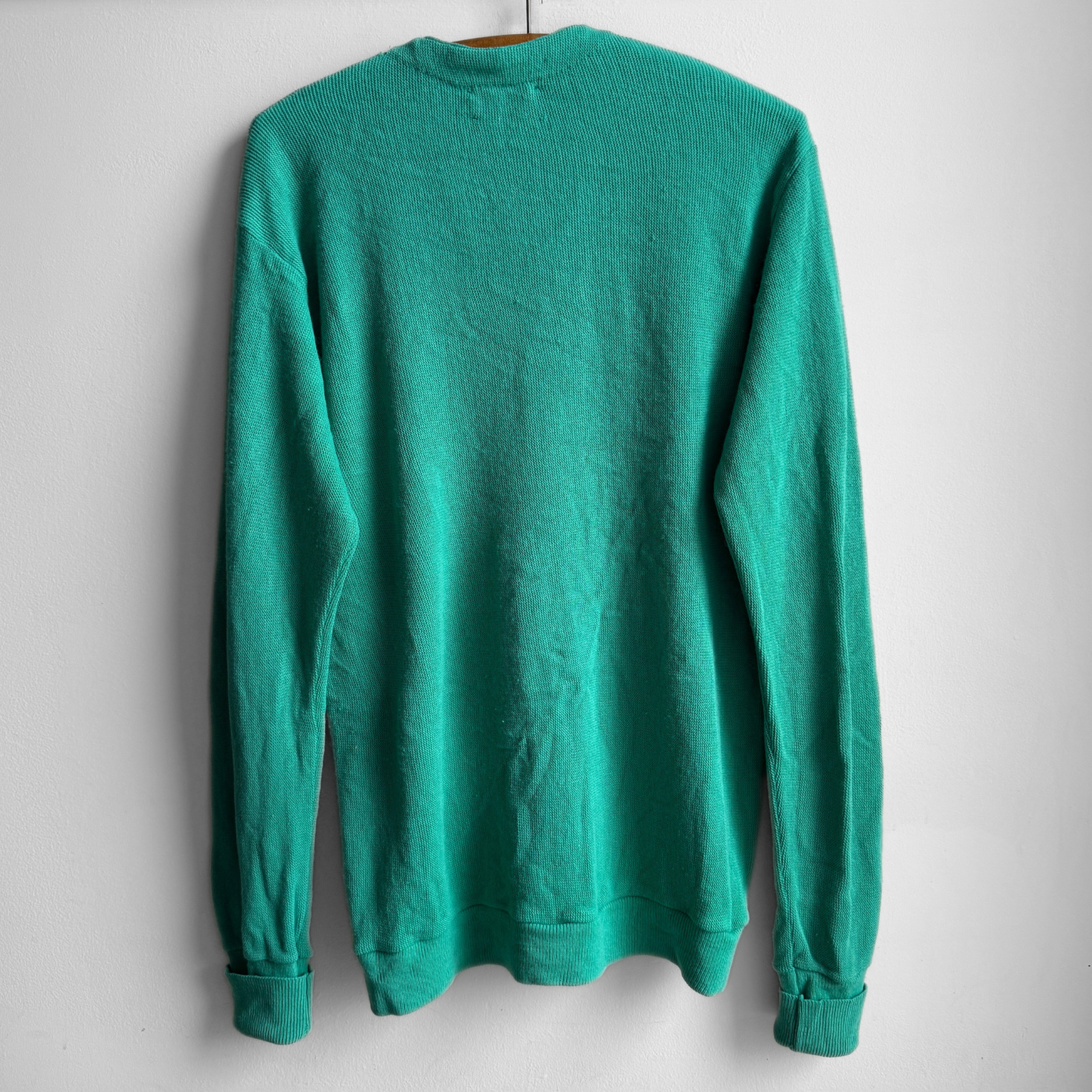 1980s Teal Green Acrylic Knit Cardigan