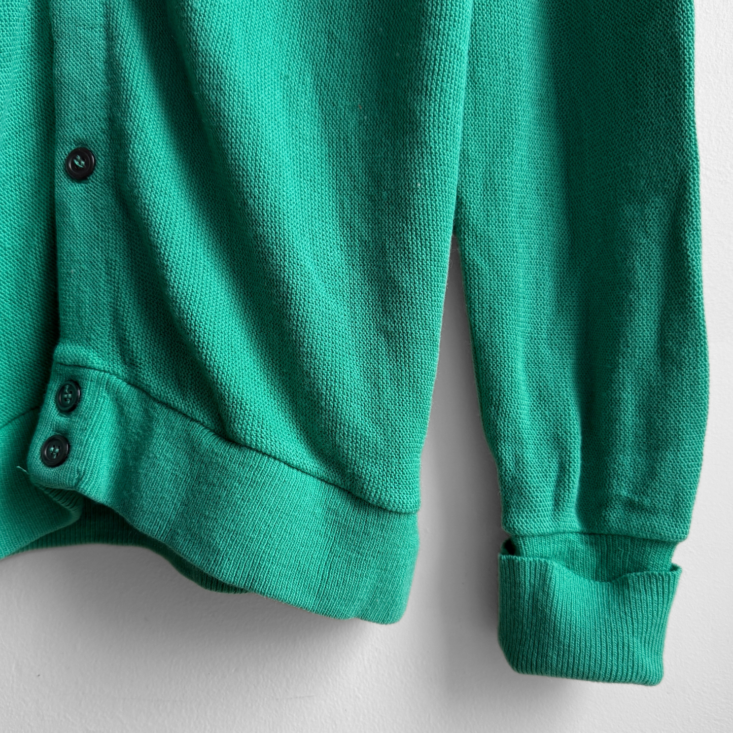 1980s Teal Green Acrylic Knit Cardigan