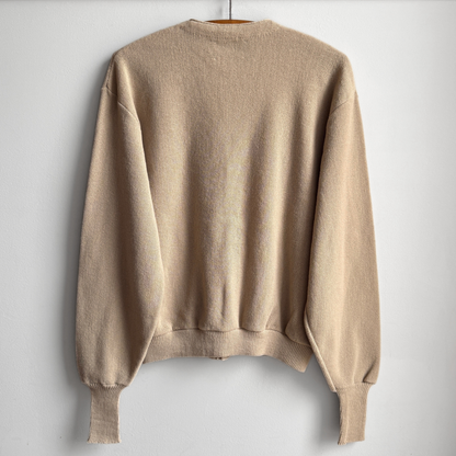 1980s Light Tan Acrylic Knit Cardigan