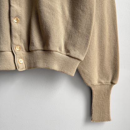 1980s Light Tan Acrylic Knit Cardigan