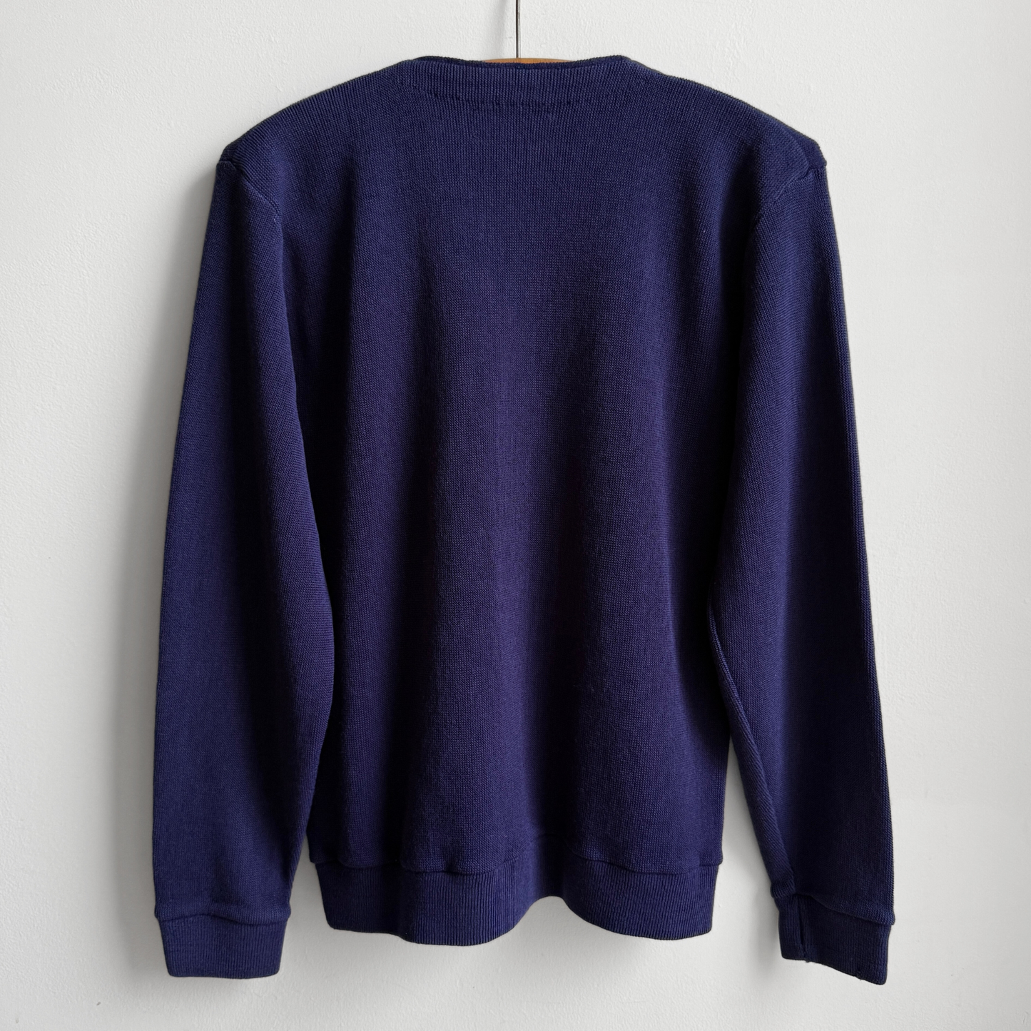 1980s Navy Blue Acrylic Knit Cardigan