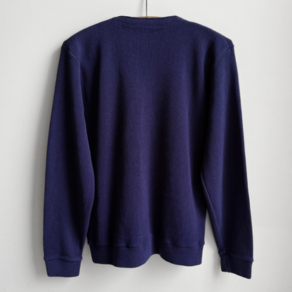 1980s Navy Blue Acrylic Knit Cardigan