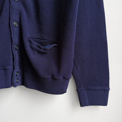 1980s Navy Blue Acrylic Knit Cardigan